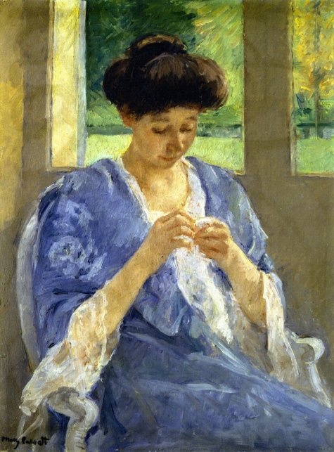 Mary Cassatt Augusta cousant