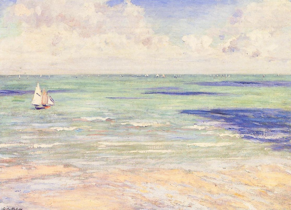 Caillebotte, Bord de mer, régate à Villers