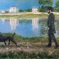 Richard Gallo et son chien Dick, au Petit-Gennevilliers, Gustave Caillebotte